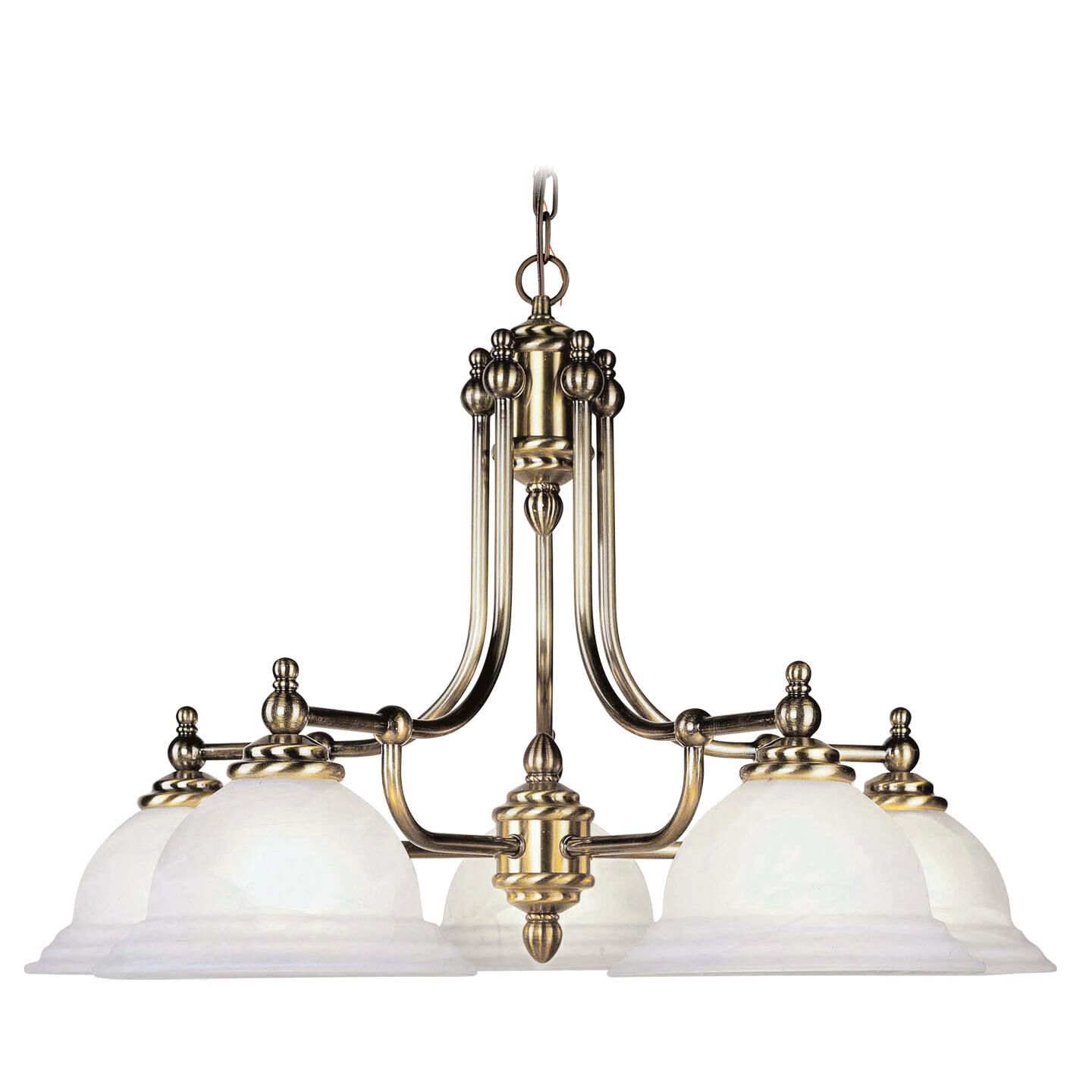 Shown in Antique Brass finish and White Alabaster glass 
